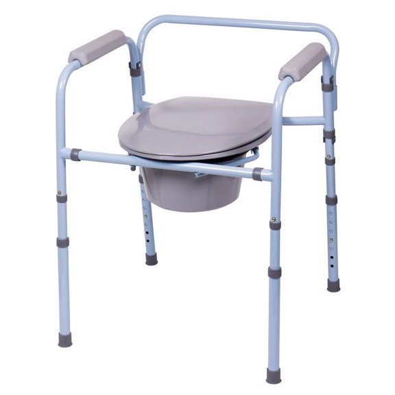 Carex 3-in-1 Adjustable Bedside Commode Chair with Commode Bucket, 1 oz Capacity, 300 lb Limit