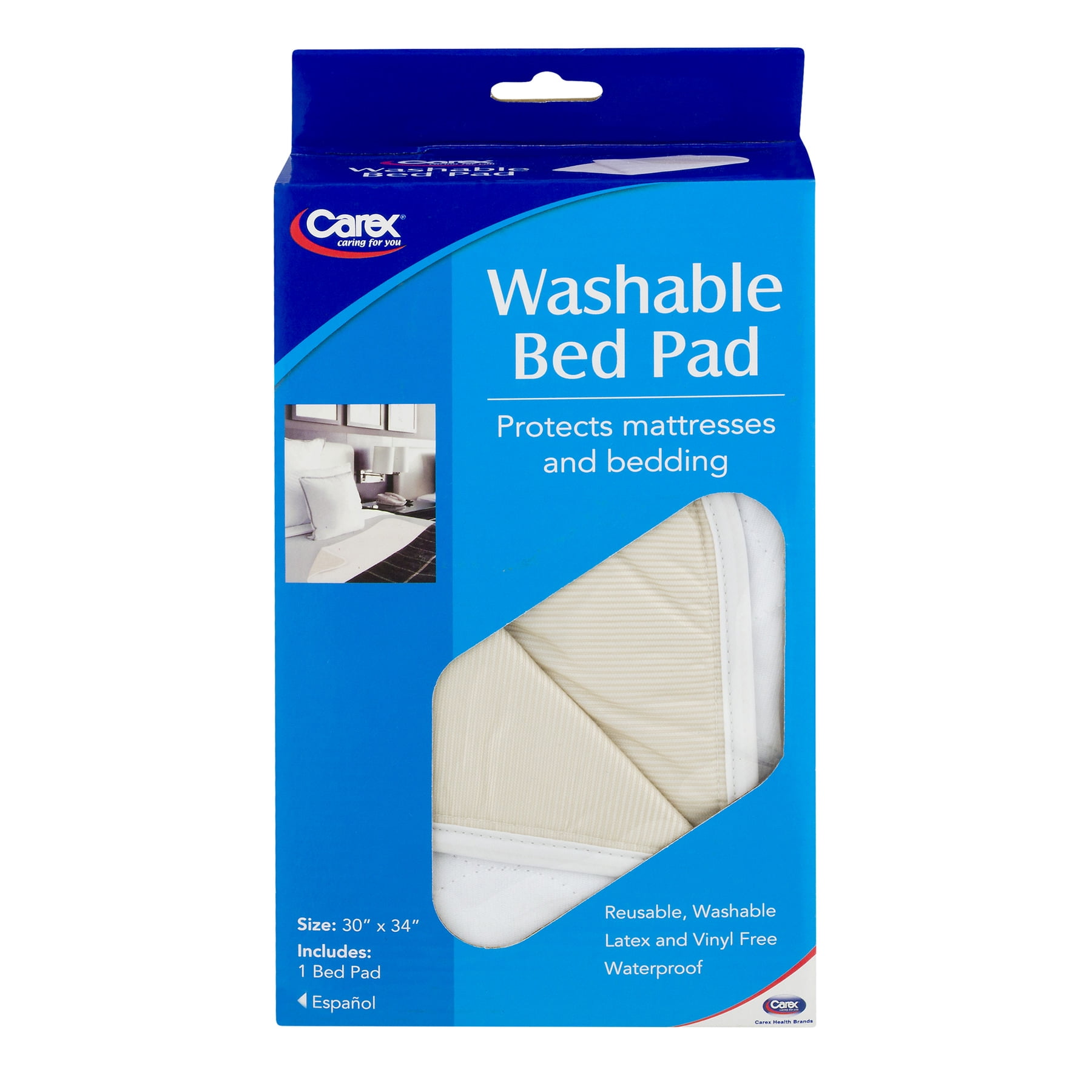 Carex 30 x 34 in. Reusable Bed & Chair Incontinence Pad, Moderate Absorbency, Twin