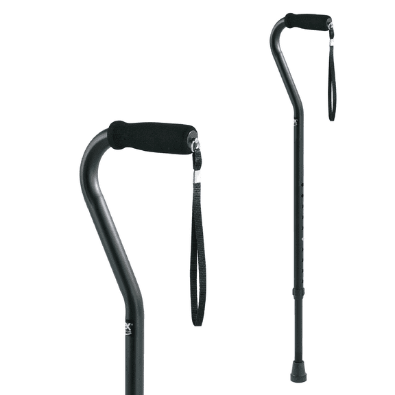 Carex Adjustable Walking Cane with Cushioned Grip, Black, 29"-38"