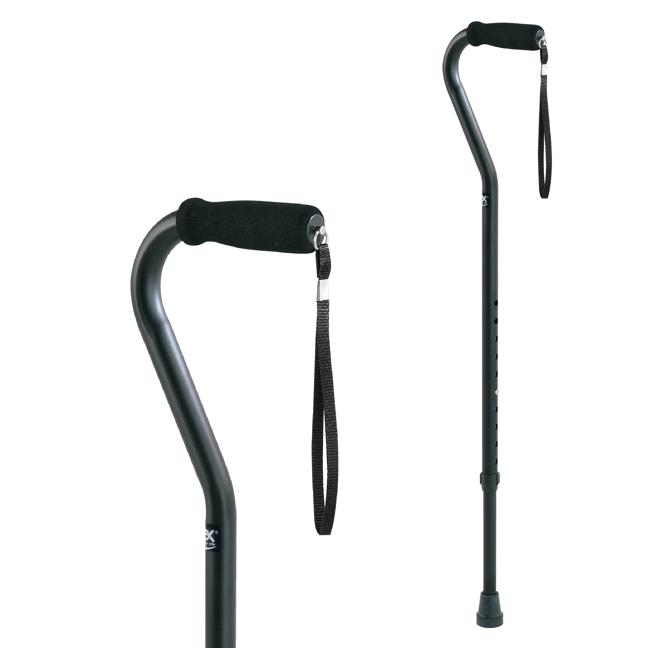 Carex Adjustable Walking Cane with Offset Handle for All Occasions, Cushioned Grip, Black, 250 lb Capacity - image 1 of 9