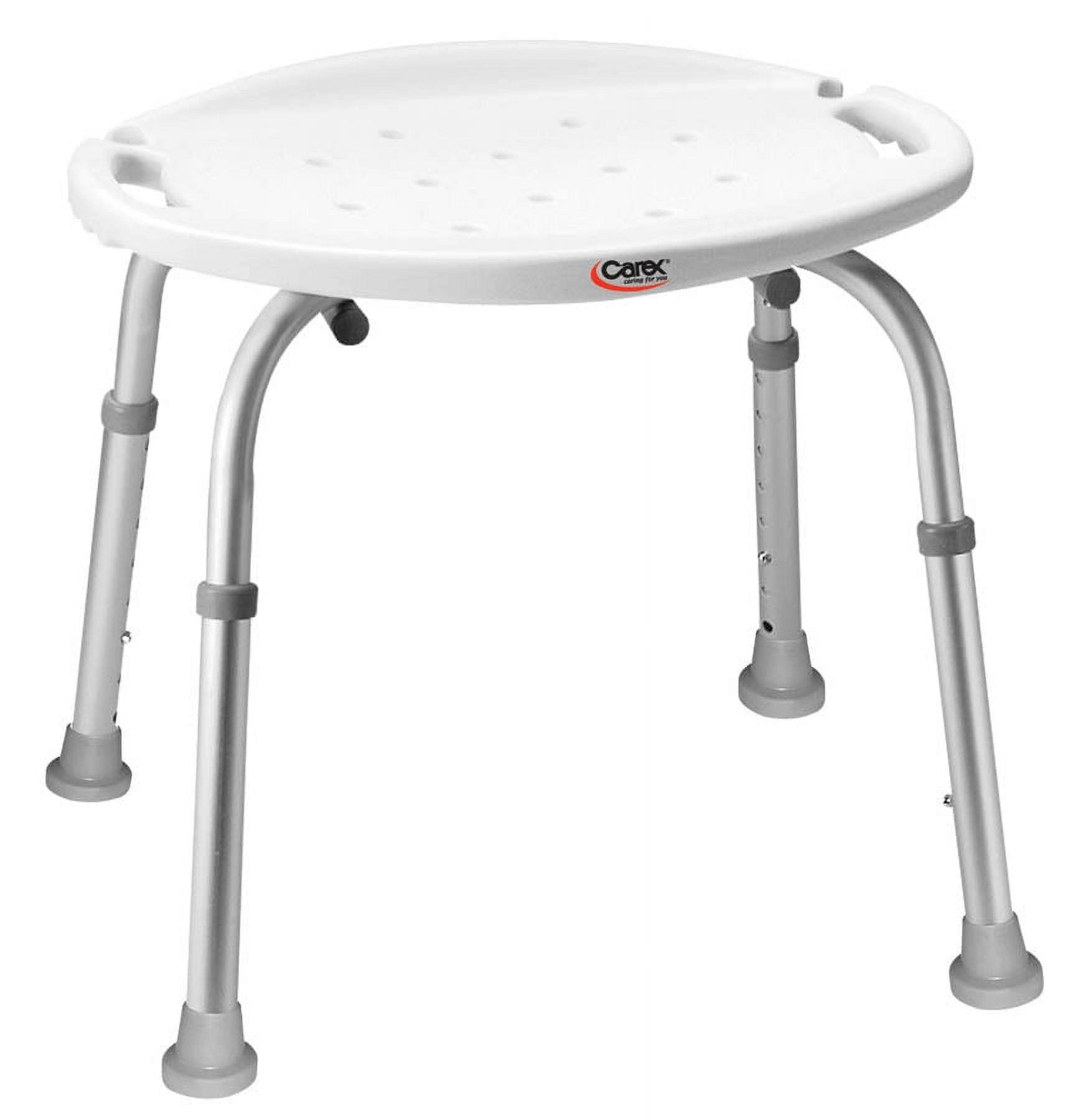 Carex Aluminium Bath and Shower Chair with Height Adjustable Legs, Built-in Notch, 300 lb Capacity