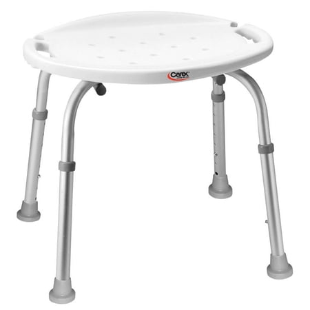 Carex Aluminium Bath and Shower Chair with Height Adjustable Legs, Built-in Notch, 300 lb Capacity