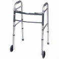 thumbnail interactive-video image 1 of Carex Aluminium Folding Walker with Wheels for Adults and Elderly, Adjustable, 300 lb Capacity, 1 of 9