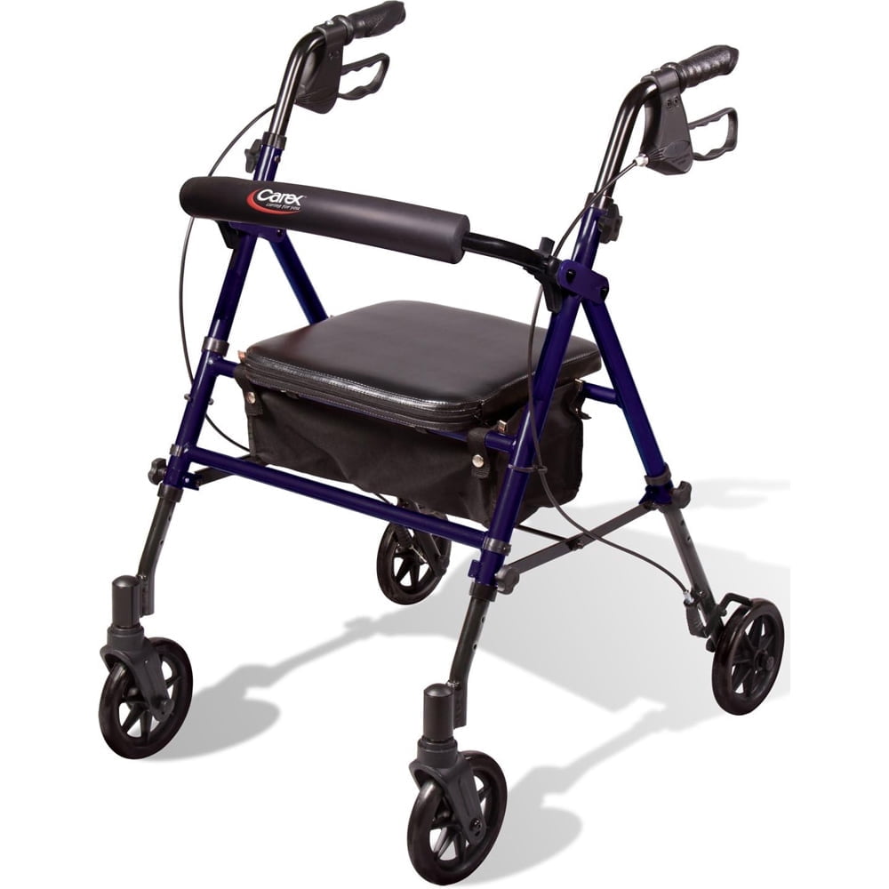 Carex Step N Rest Blue Rolling Walker Aluminum/Plastic 39 in. H X 22.5 in. L