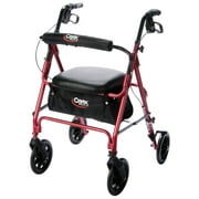 Carex Aluminum Rolling Walker Rollator with 8" Wheel for Seniors, 250 lb Weight Capacity, Burgundy