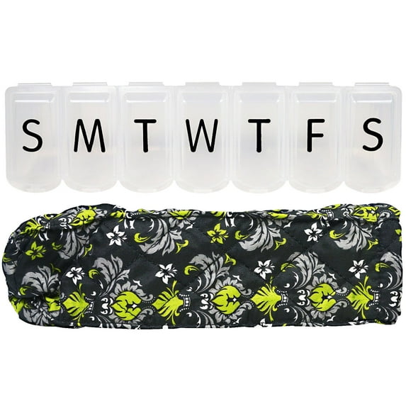 Carex Apex 7-Day Plastic Pill Organizer with Decorative Sleeve, XL, Medicine & Vitamin Box, Portable