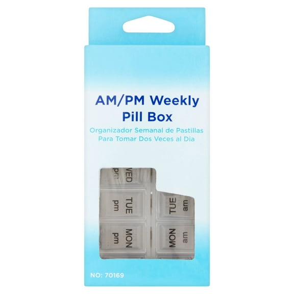 Carex Apex AM/PM 7-Day Pill Organizer, Plastic Medicine Storage Box, Compact and Portable, 1 Count