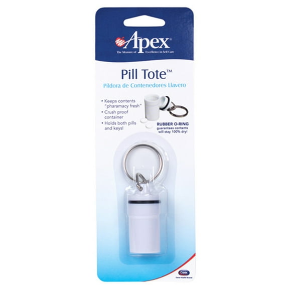 Carex Apex AM/PM Pill Tote Key Chain for Travel, Compact and Portable Medicine Storage, 1 Count
