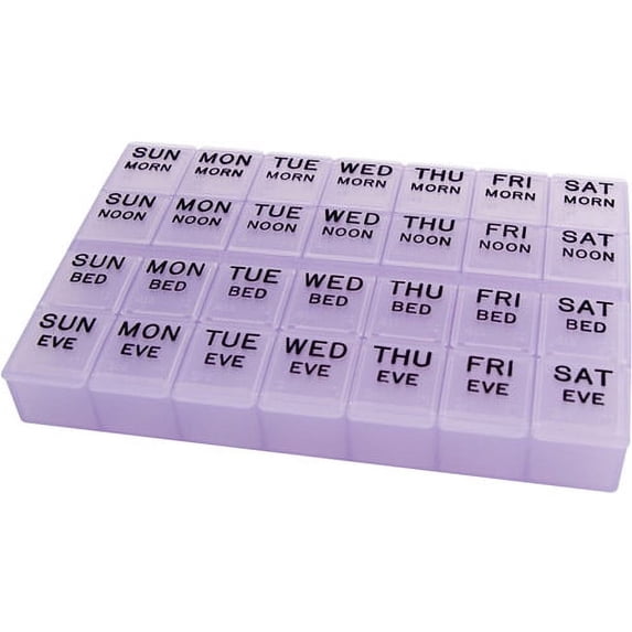 Carex Apex Plastic Mediplanner II 7-Day Pill Organizer, 4-a-Day Portable Travel Medicine Planner