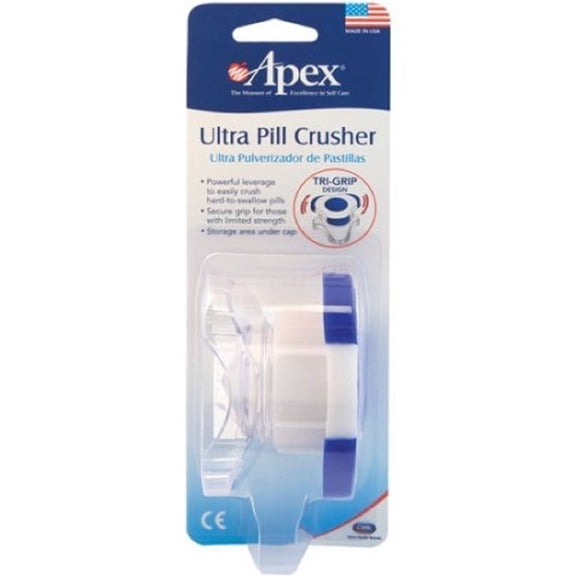 Carex Apex Plastic Ultra Pill Crusher and Cutter for Tablets, Vitamins, and Medicine for Seniors
