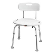 Carex Bath and Shower Chair with Back, Adjustable Legs, Built-in Notch,  White, 300 lb Capacity