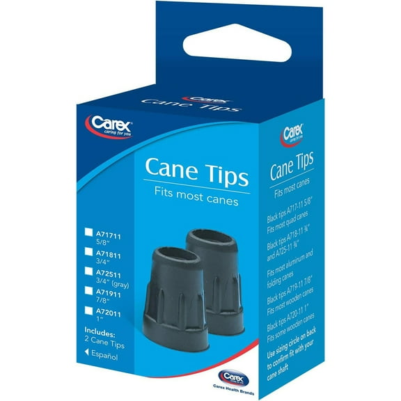 Carex Black Quad Cane Tips Synthetic Rubber/Stainless Steel