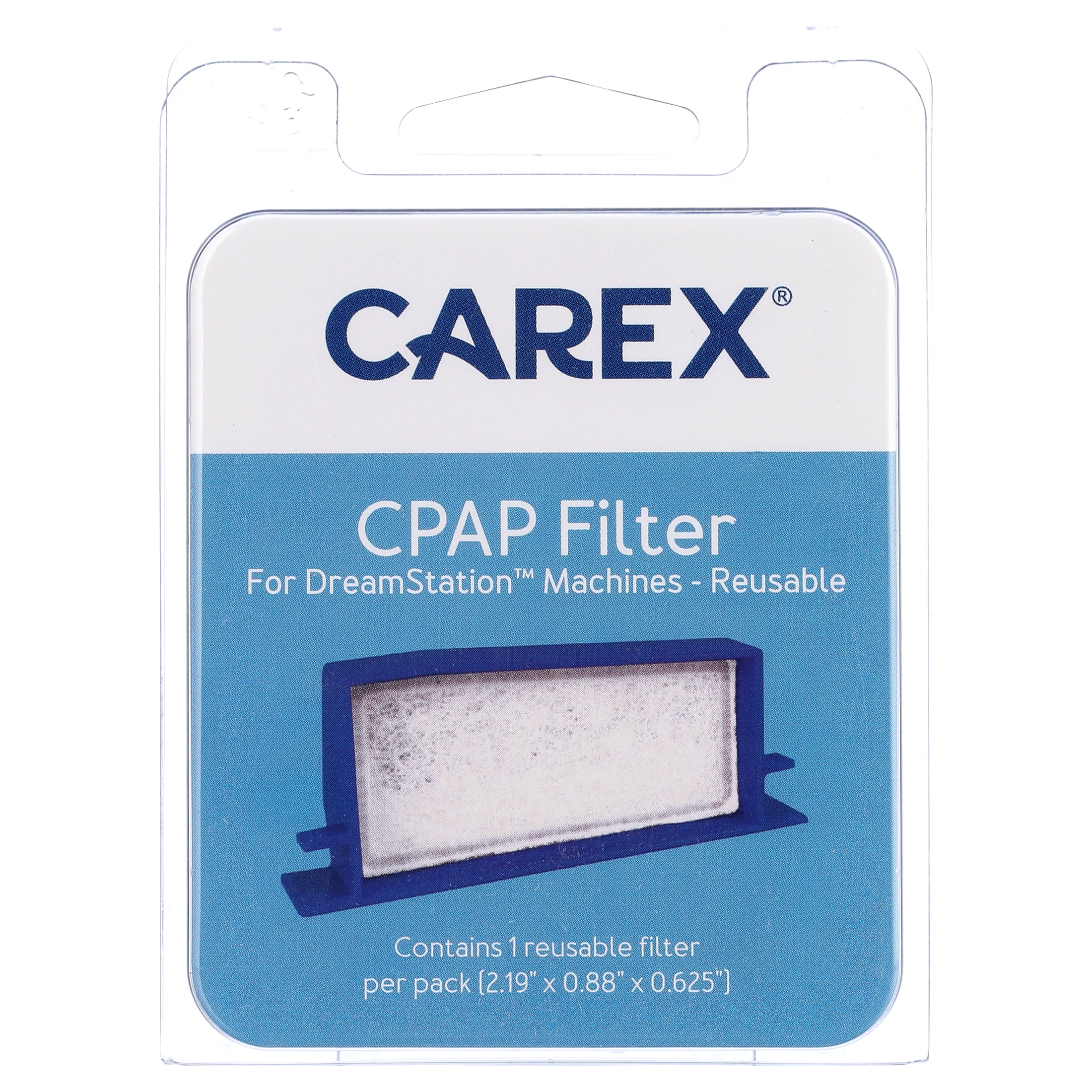 Carex CPAP Filters Compatible with Dreamstation Machines, 2.19" x 0.88" x 0.625", Reusable, 1 Count