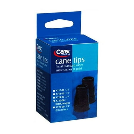 Carex Cane Tips 1 Inch, Black #A720-00 - 1 Pair
