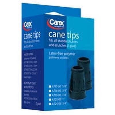 Carex Cane Tips 7/8 Inches, Black Color, #A719-00 - 1 Pair, 6 Pack