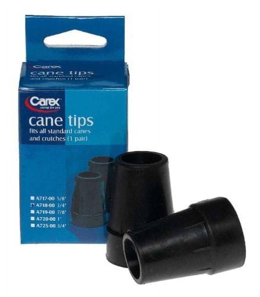 Carex Cane Tips Fits All Standard Canes and Crutches, Black