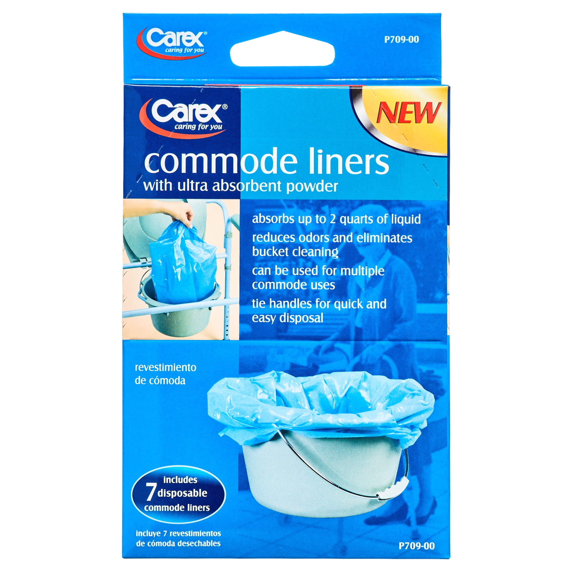 Carex Commode Liners, Disposable, With Absorbent Powder, 7 Count