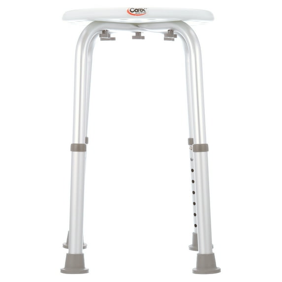 Carex Compact Round Shower Stool, Height Adjustable, Tool-Free Assembly, 250 lb Weight Capacity