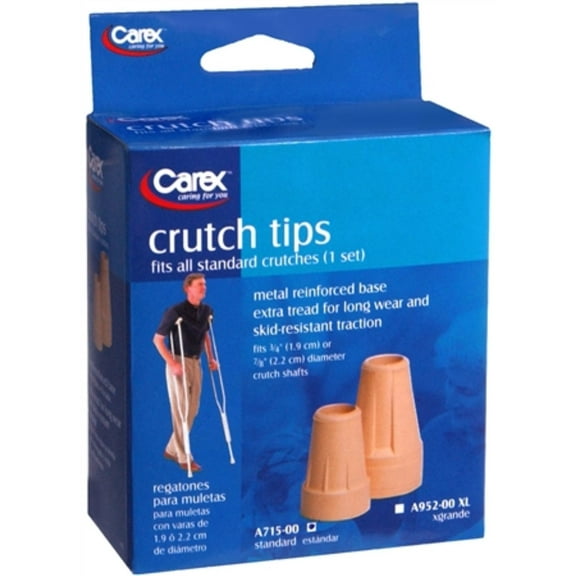 Carex Crutch Tips Metal Long Wear & Skid Resistant Traction, x-Large, 2-Pack