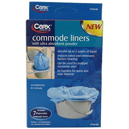 Carex Disposable Commode Liners with Ultra Absorbent powder, 7 ct, 3 Pack