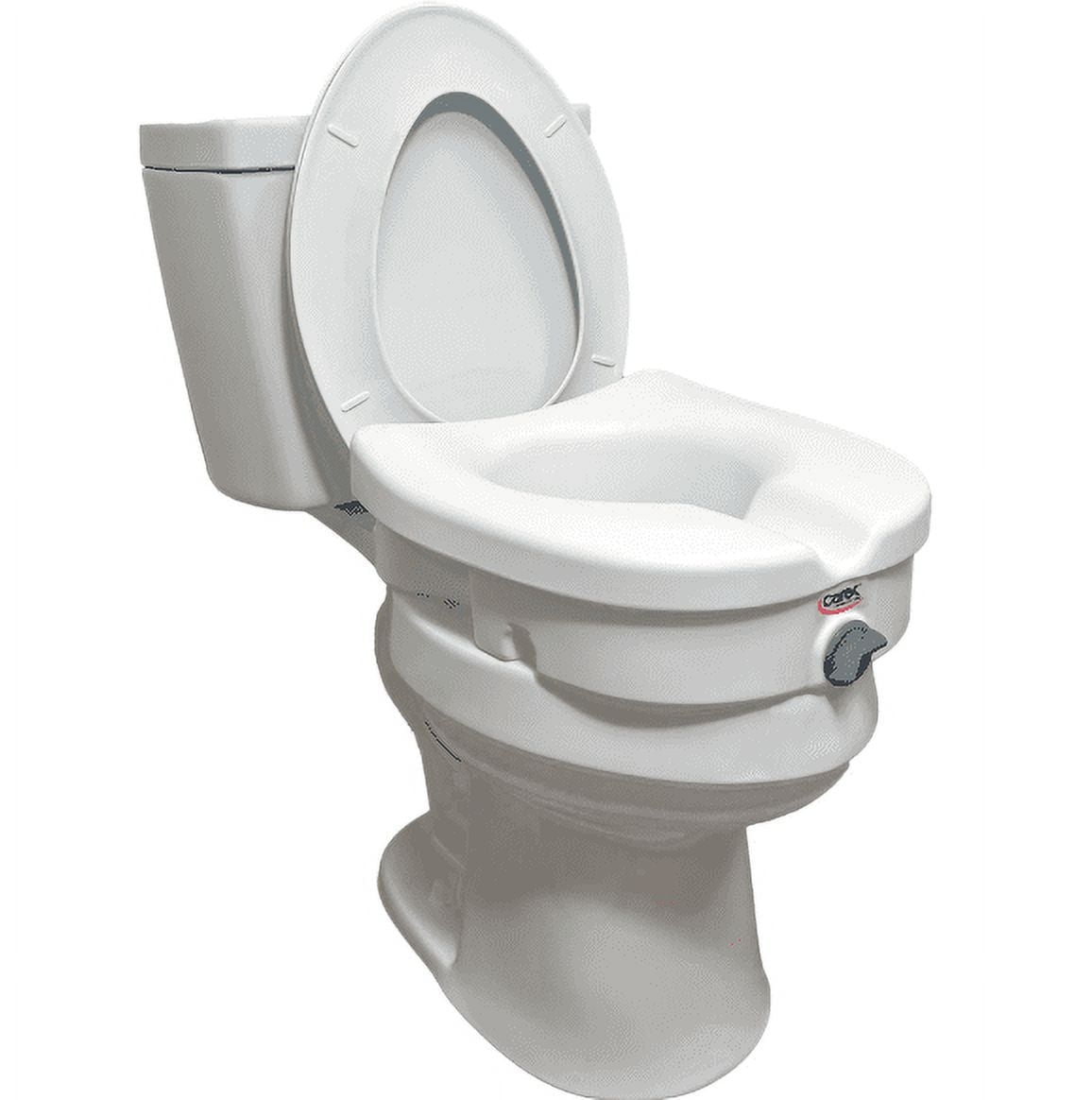Carex E-Z Lock Toilet Seat Riser, Adds 5" Height, For Round and Elongated Toilets, 300 lb Capacity