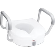 Carex E-Z Lock White Polyethylene Non-Elongated Toilet Seat with Arms 5" Height up to 300 lbs