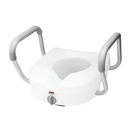 Carex - E-Z Lock Locking Raised Toilet Seat with Armrests - WHITE