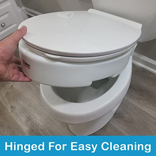 Carex Elongated Hinged Raised Toilet Seat, Adds 3.5 Inches of Height to