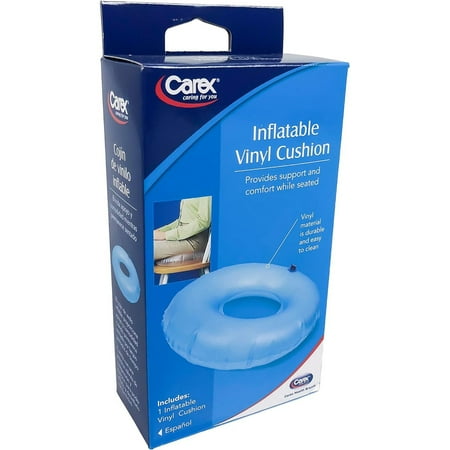Carex Inflatable Vinyl Invalid Lightweight Cushion, Provides Support and Comfort, 7" x 3.7" x 1.7"