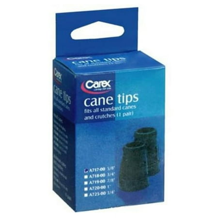 Carex Latex Free Polymer Cane Tips, Black Color, #A717-11 - 1 Pair, 6 Pack