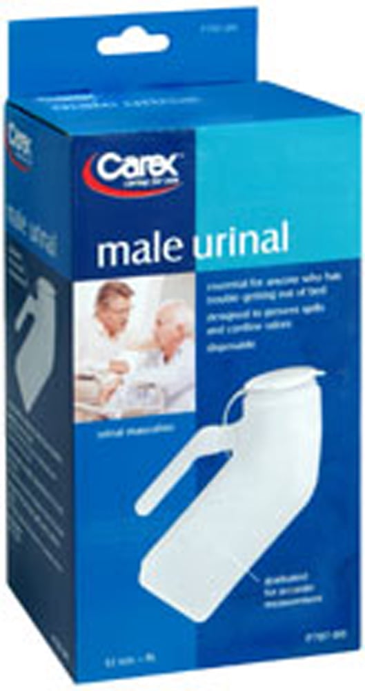 Carex Male Urinals, Snapon Lid, 32 fl oz Capacity, Transparent Plastic