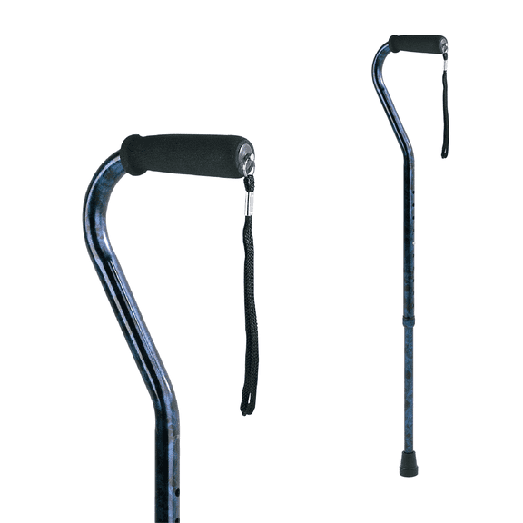 Carex Offset Adjustable Designer Walking Cane for All Occasions, Blue, 250 lb Weight Capacity