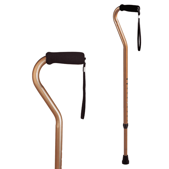 Carex Offset Aluminum Cane for Adults and Seniors, Height Adjustable, 250 lb Weight Capacity, Bronze
