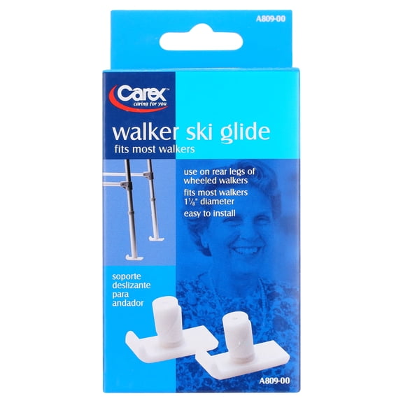 Carex Plastic Walker Ski Glides, Fits Most Walkers, Use Indoor or Outdoor, White