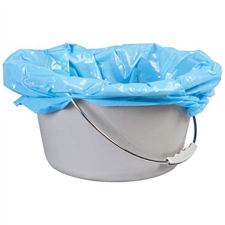 Carex Premium Commode Liners 72 Pack Leak Proof Fits Most Commodes with Absorbent Powder Holds 2 Quarts Liquid Disposable, Blue, (1 Box), 72 Count