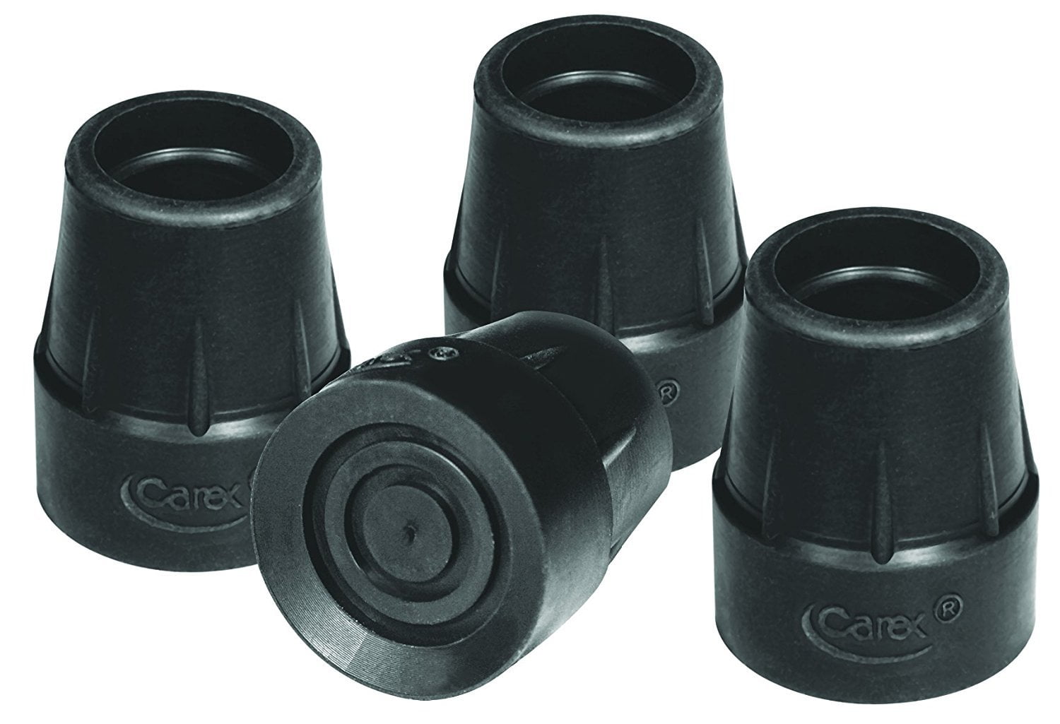 Carex Quad Cane Replacement Black Tips, 5/8", Made of TPR Rubber, 4