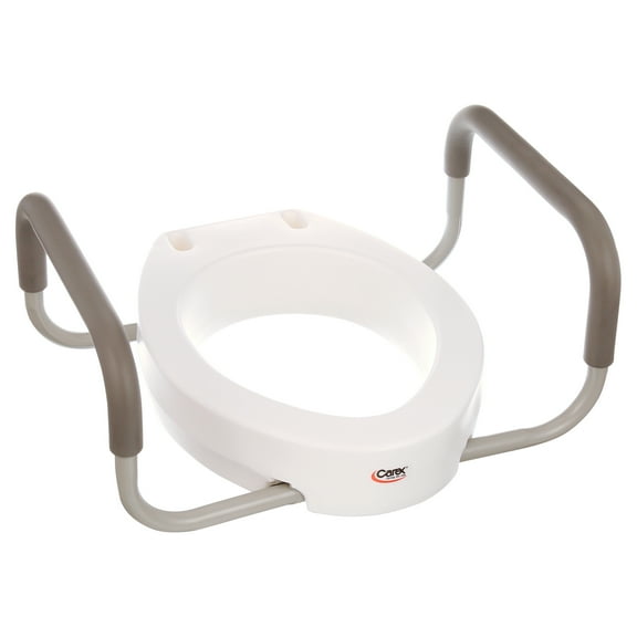 Carex Raised 3.5" Toilet Seat with Handles, Standard Elongated Toilets, Handicap, Seniors, 250lb Capacity