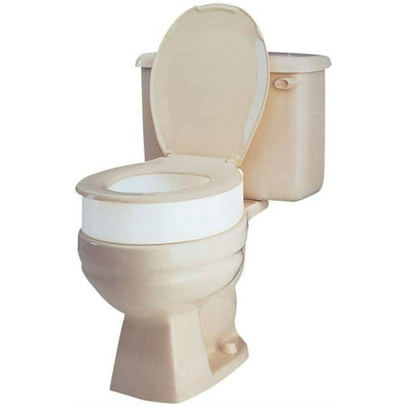 Carex Raised Toilet Seat Elevator, Fits Most Standard Round Toilets, Adds 3.5 Inches to Toilet, White