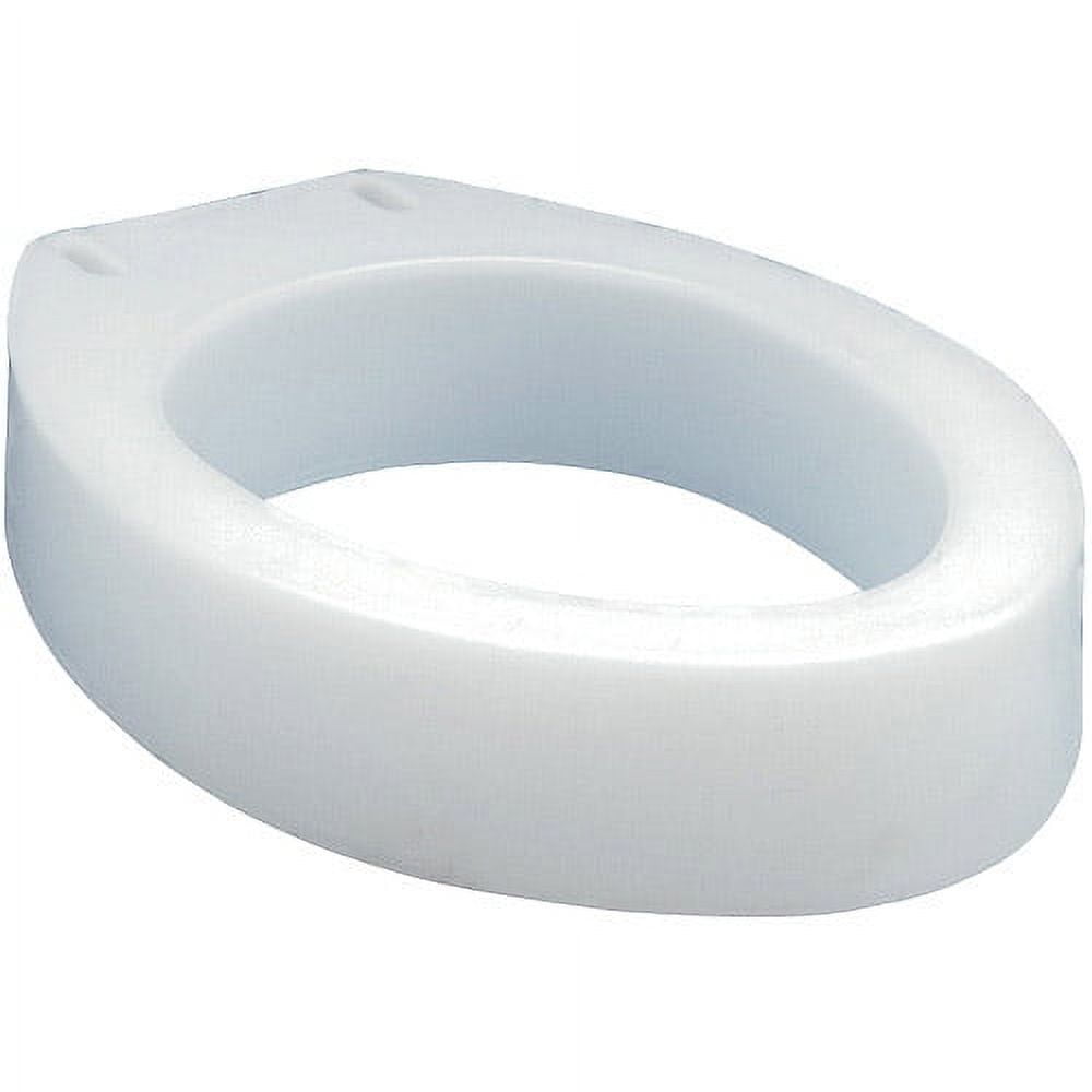 White Molded Plastic Elongated Raised Toilet Seat Elevator