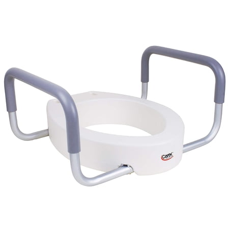 Carex Raised Toilet Seat With Handles - For Standard Elongated Toilets - Adds 3.5 Inches To Toilet Height - Toilet Seat Riser For Handicap And Seniors