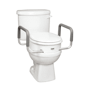 Carex Raised Toilet Seat with Handles, Standard Round Toilets, Adds 3.5" to Height, 250 lb Capacity