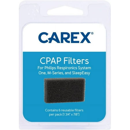 Carex Reusable CPAP Filters for Philips Respironics System One, m-Series, 1 3/4" x 7/8", 6 Count