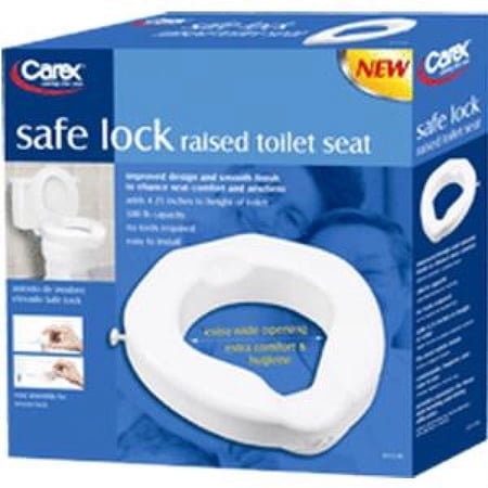 Carex Safe Lock Raised Toilet Seat, 500 Lb Weight Capacity, 4-1/4 Inch Height, 1 Count