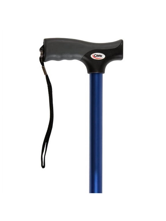 Soft Grip Derby Adjustable Walking Cane, Latex Free Handle with Anti Slip Tip, 250 lb Weight Capacity, Blue