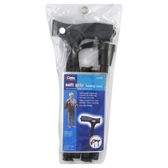 Carex Soft Grip Derby Folding Cane for Adults and Seniors, Black