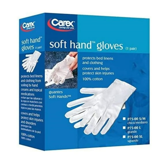 Carex Soft Hands White Cotton Gloves, Small/Medium Size, 2 Count