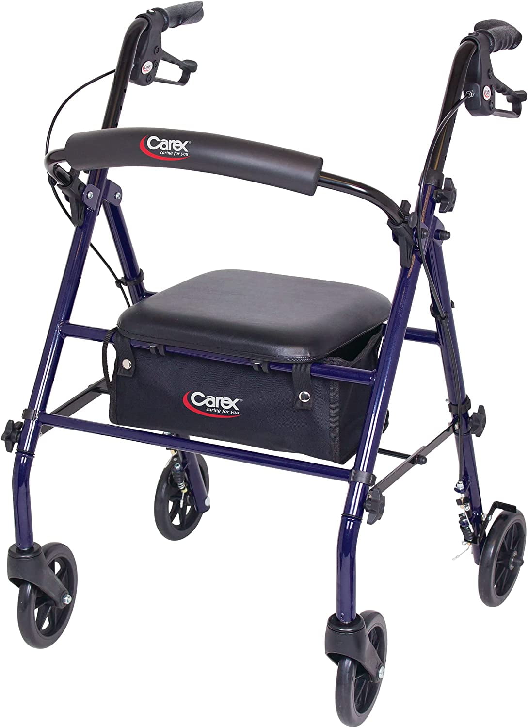 Carex Steel Rollator Walker with Seat and Wheels Rolling Walker for Seniors Walker Supports