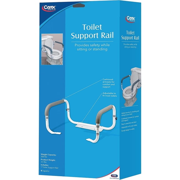 Carex Health Brands White Toilet Safety Bar Aluminum/Plastic 11 in. H X 21 in. L