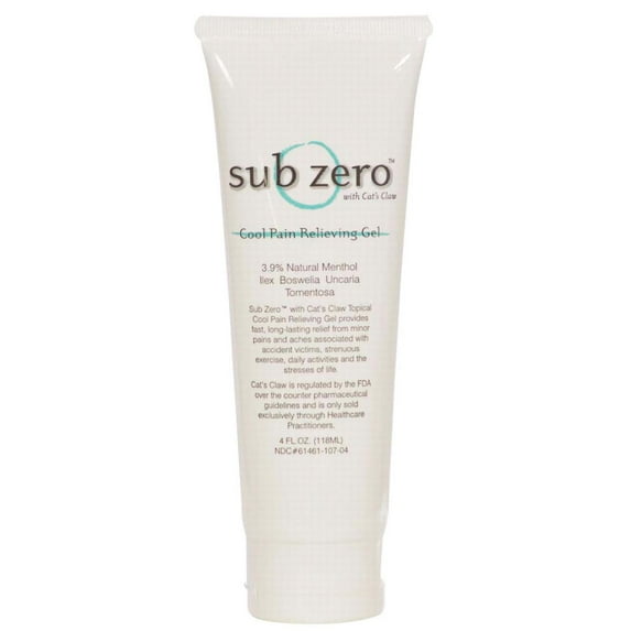 Carex Subzero Cat's Claw Cooling Gel for Muscle Pain Relief, Odorless and Non-Greasy, 4-Ounce Tube