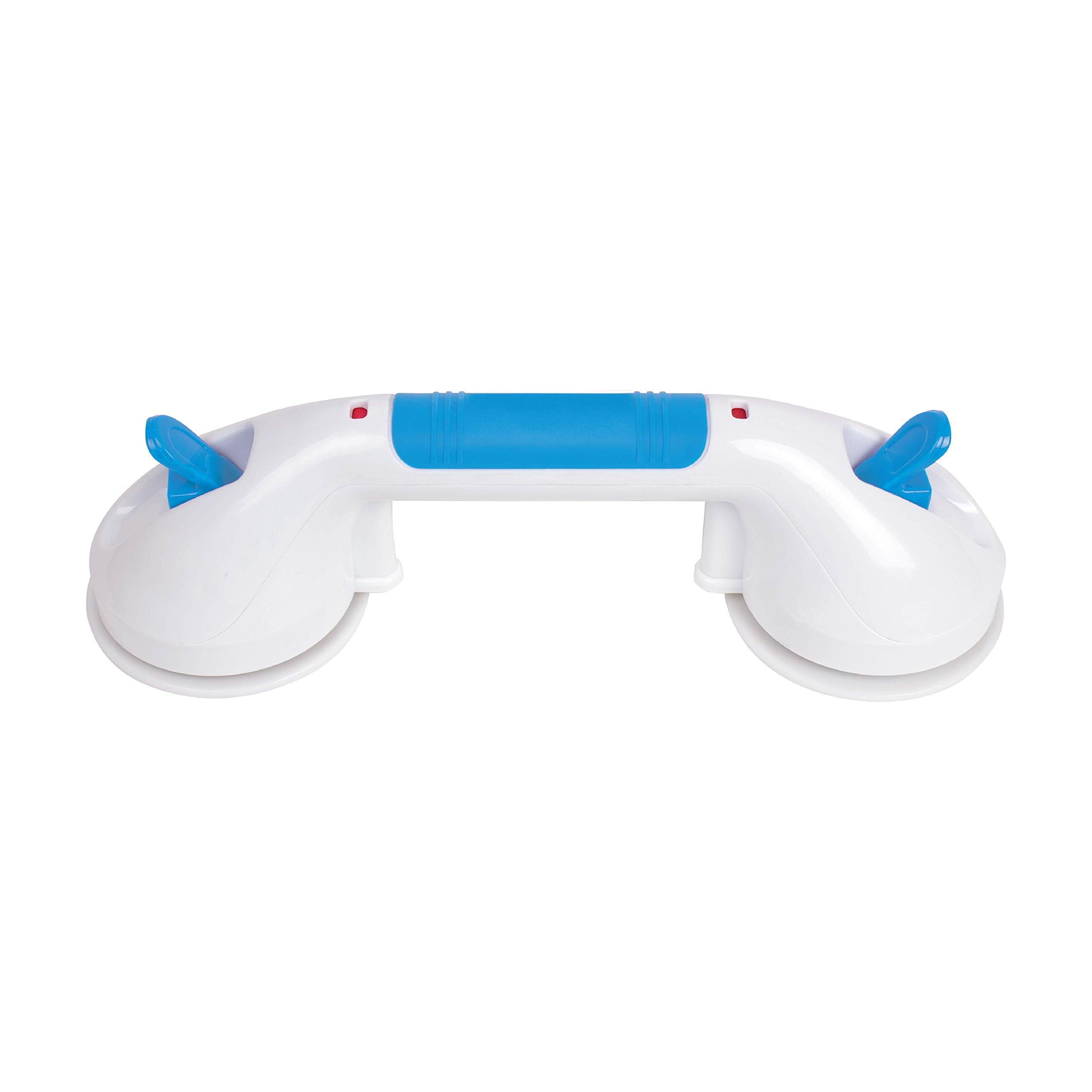 12-Inch White and Blue PVC Suction Shower Grab Bar